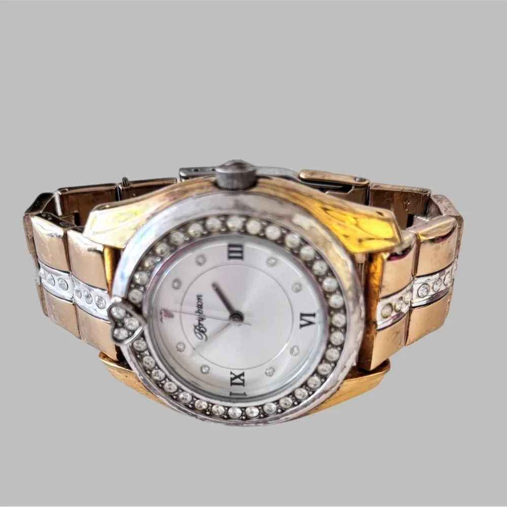 Brighton Dana Point Gold Watch. Summer Time Look Beautiful Crystals. New battery